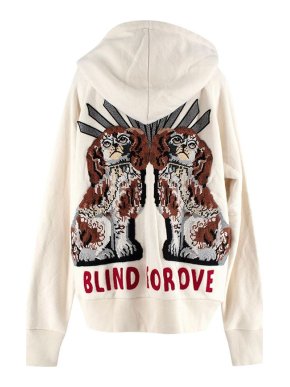 Gucci Blind For Love Embroidered Cream Cotton Hoodie