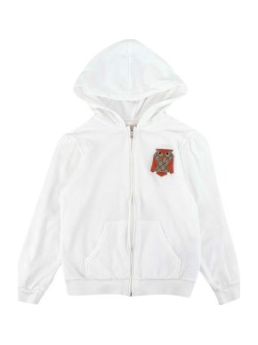 Gucci White GG Owl Embroidered Zip Hoodie