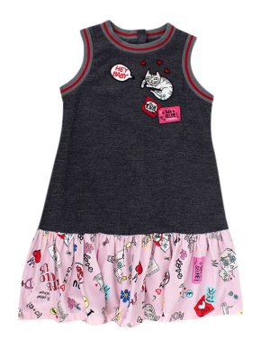 Dolce & Gabbana Grey Embroidered sleeveless dress with patterned skirt