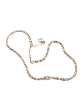 Chanel CC Logo Chain Woven Gold Tone Belt