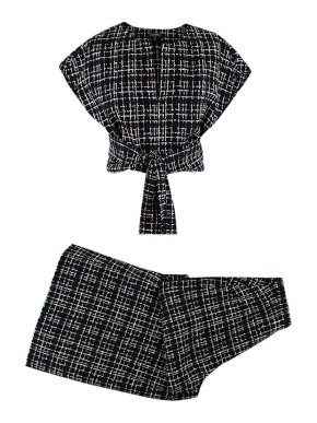 Chanel Black Tweed Culottes & Tie Waist Top