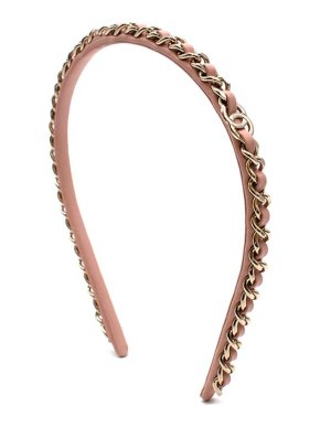 Chanel Pink Leather Chain Headband