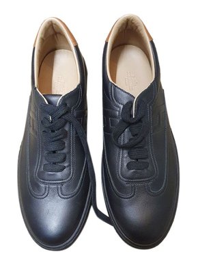 Hermes black & tan leather trainers