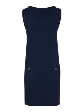 Chanel Blue Textured Knit Dress