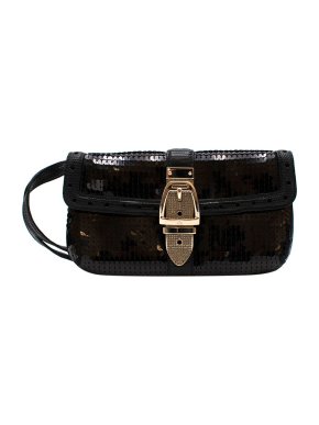 Gucci vintage black sequin & lizard wristlet bag