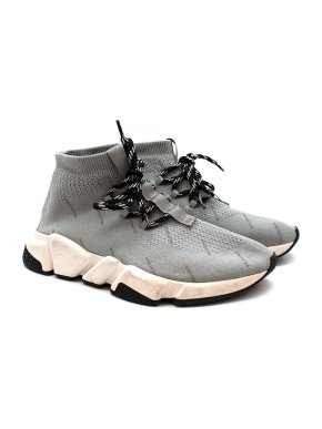 Balenciaga Grey Speed Lace-Up Knit Trainers