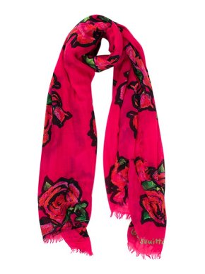 Louis Vuitton Stephen Sprouse Pink Floral Print Cashmere Scarf