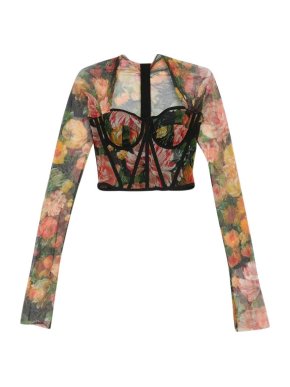 Dolce & Gabbana Tulle Floral Print Bustier