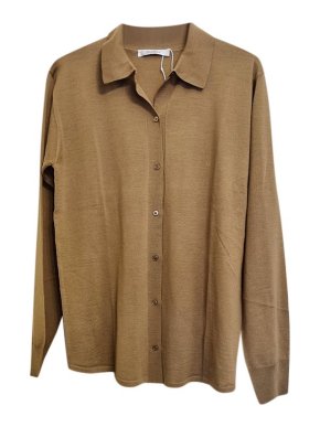 MaxMara camel fine-knit wool collared cardigan