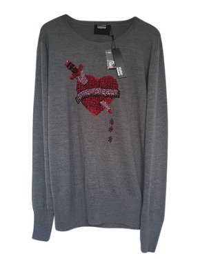 Markus Lupfer Grey Embellished Bleeding Heart Jumper