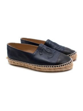 Chanel Blue Leather CC Espadrilles