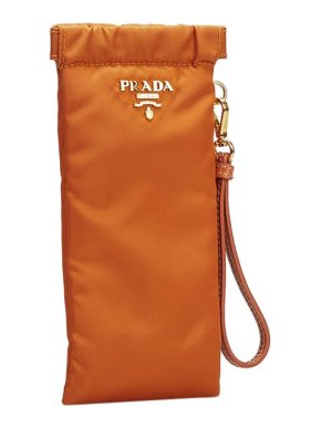 Prada Orange Nylon Phone Pouch
