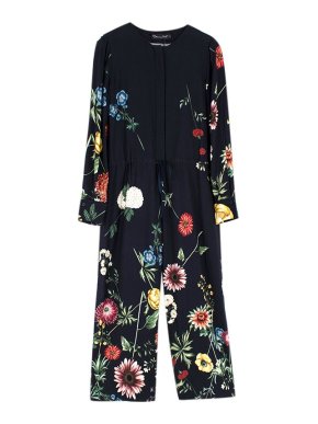 black floral crepe jumpsuit