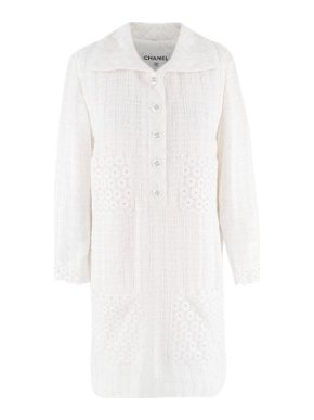 Chanel Floral Lace Check White Tunic Dress