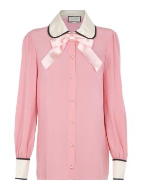 Gucci Pink Silk Pussybow Blouse