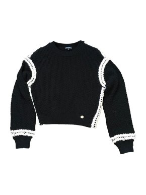 Chanel black & white open knit silk-cotton jumper