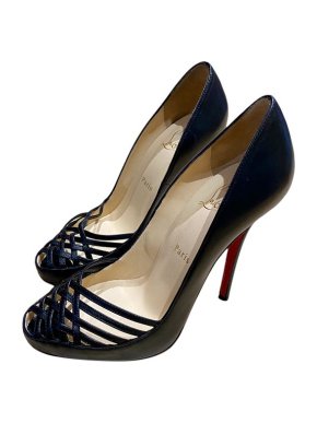 Christian Louboutin black leather Luciana cut-out heeled pumps