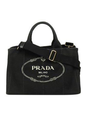 Prada black canvas Canapa Logo tote bag