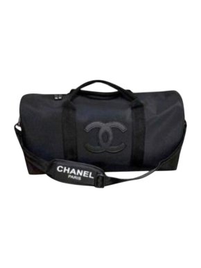 Chanel black nylon CC VIP gift duffle bag
