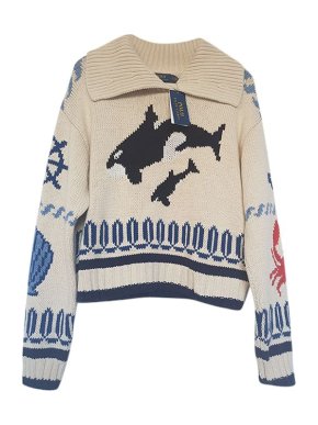 Ralph Lauren Polo neutral Chunky Nautical Intarsia Knit Jumper