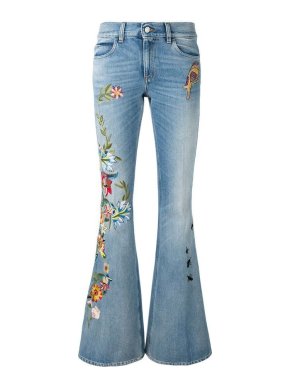 Gucci Floral Embroidered Flared Jeans