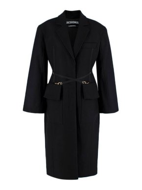 Jacquemus Black La Montagne Belt Wool Blend Coat