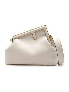 Fendi Camellia White Leather First Clutch