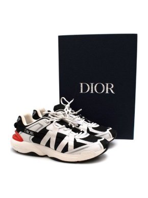 Dior black textile & white canvas trainers