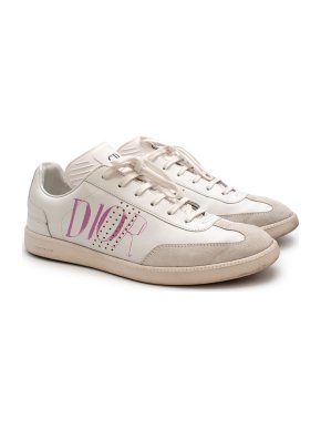 Dior white leather pink logo trainers