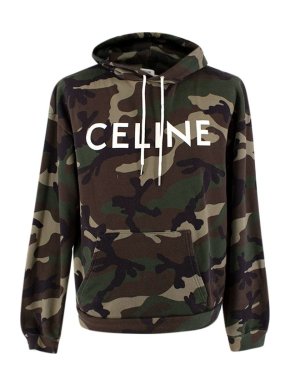 Celine Camouflage Print Cotton Logo Hoodie