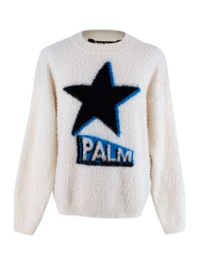 Palm Logo Bobble Cream Wool Sweater