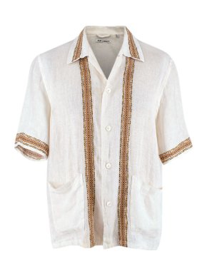 Our Legacy Elder Short-Sleeve Embroidered Linen Shirt
