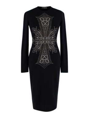 Alexander McQueen Black Fitted Knitted Dress