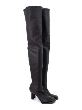 Jacquemus black stretch-leather Carre Ronds OTK heeled boots
