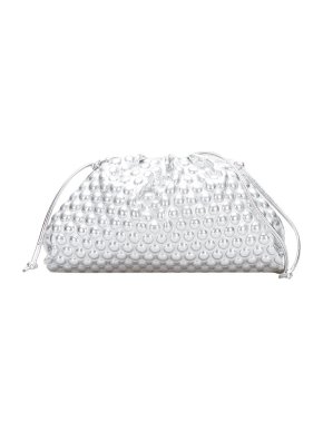 Bottega Veneta silver metallic bubble PU Mini Pouch bag