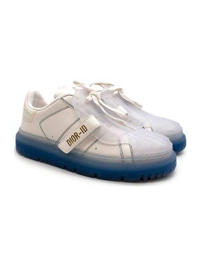 white leather & blue rubber Dior-id trainers