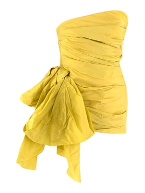 Citrine Yellow Silk Draped Top with Side Large Bow
