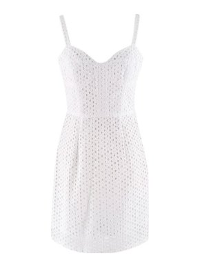 Milly White Cotton Lace Mini Dress