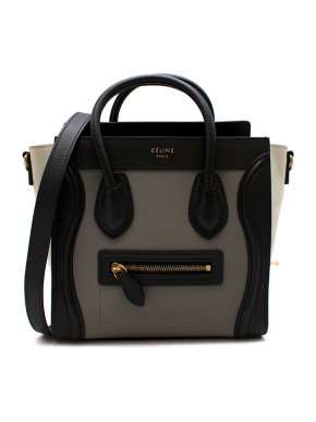 Celine Black & Grey Leather Nano Luggage Bag
