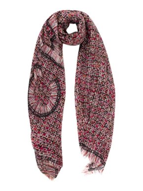 Chanel pink & black tweed trompe l'oeil cashmere shawl