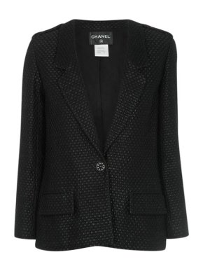 Chanel Black Tweed Single Breasted Blazer
