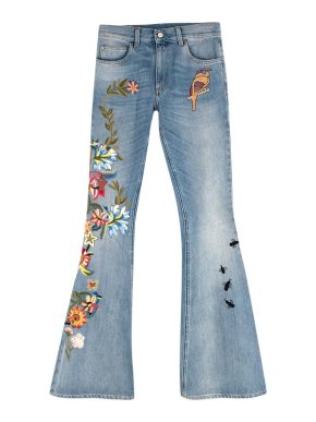 Gucci Floral Embroidered Flared Jeans