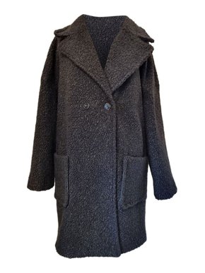 MaxMara Weekend black jersey boucle teddy coat