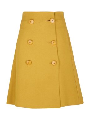 Gucci mustard wool twill A-line skirt
