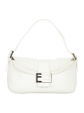 Fendi white leather Baguette bag