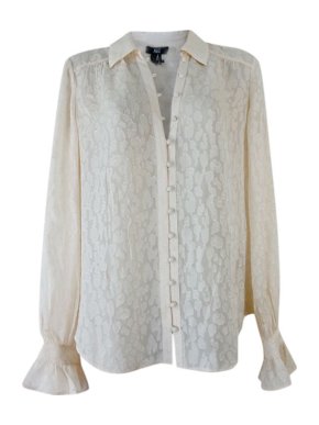 Paige peach leopard print silk devore blouse