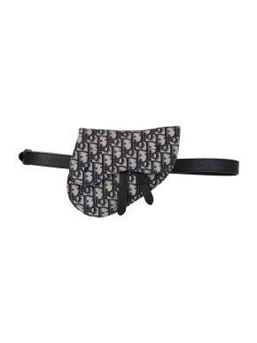Dior navy Oblique jacquard Saddle belt bag