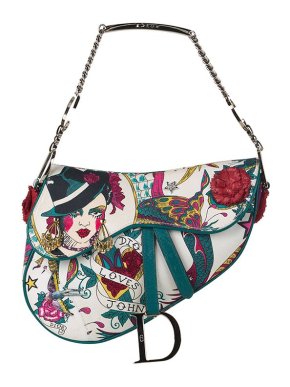 vintage multicolour printed Dior Loves John canvas Saddle bag
