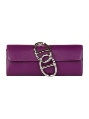 Hermes plum leather Egee clutch bag PHW