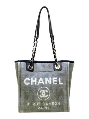 Chanel grey canvas mini Deauville tote bag